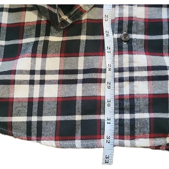EDDIE BAUER Relaxed Fit Gray/Red Plaid Button Down Flannel Shirt Men's Size TL - Picture 8 of 14